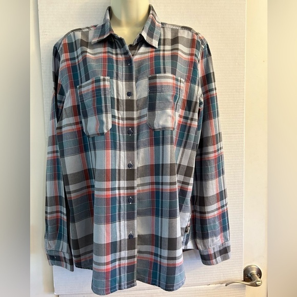 The North Face womens button down plaid long sleeve multi colored shirt Sz-M N5 - Picture 2 of 11